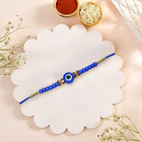 Handmade Evil Eye Rakhi Set of 3 – Beaded Rakhi for Brother – Raksha Bandhan Gift – Nazar Rakhi Combo in Saudi Arabia