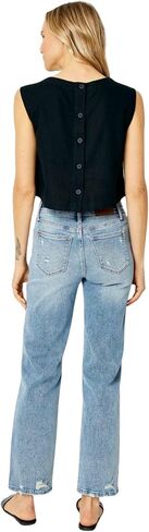 Judy Blue Women's Mid Rise Medium Wash Distressed Straight Leg Jeans in Saudi Arabia