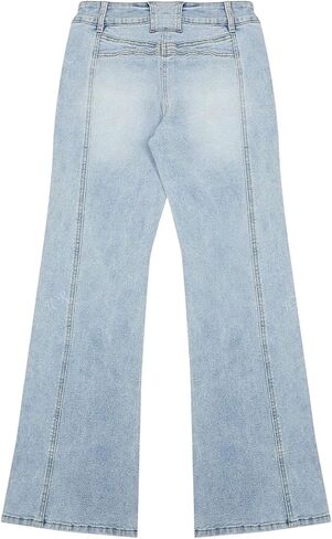 سراويل جينز للنساء منخفضة الصديق جينز جينز عصري Strechy Bell Bottom Y2K Denim مع جيوب in Kuwait