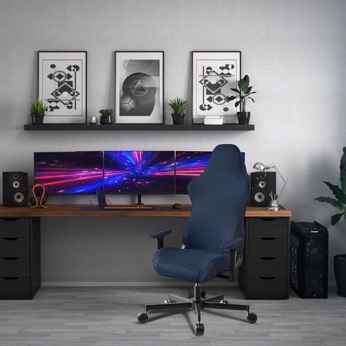 Stretch Gaming Chair Cover, Soft and Comfortable, Dust Protection, Modern Design, for Office Computer Racing Seat(Dark Blue) in Saudi Arabia
