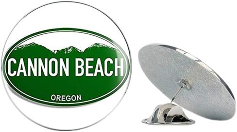 Green Mountain Oval Cannon Beach Oregon (or rv Visit Logo) Metal 0.75" Lapel Hat Pin Tie Tack Pinback in Saudi Arabia