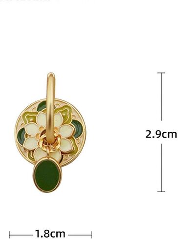Chinese Style Gold Hoop Disc Earrings for Women - Multi Wear Design with Flower Cloud Pattern Enamel, Ancient Lucky Earrings in Saudi Arabia