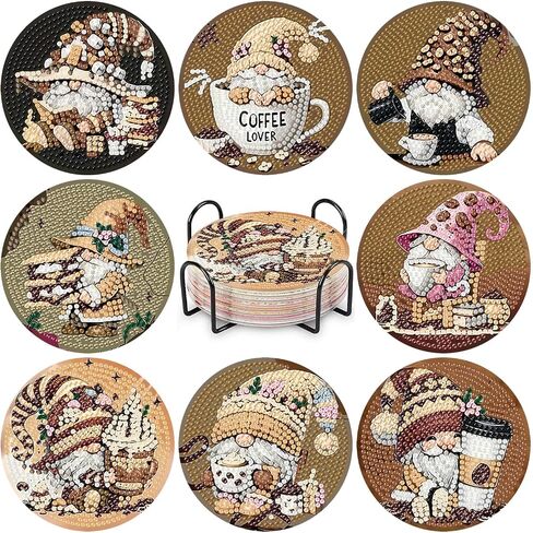 8 PCS Small Animals Diamond Art Coasters Kits - Fall Diamond Painting Coasters Kits with Holder, Diamond Art Coasters, Diamond Art Kits for Adults Coasters, for Home Decor Gifts 4X4Inch (Autumn) in Kuwait