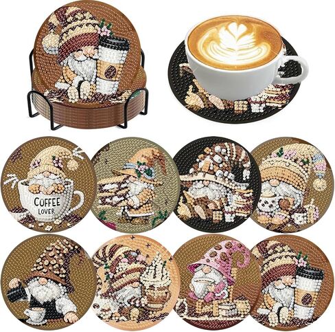 8 PCS Small Animals Diamond Art Coasters Kits - Fall Diamond Painting Coasters Kits with Holder, Diamond Art Coasters, Diamond Art Kits for Adults Coasters, for Home Decor Gifts 4X4Inch (Autumn) in Kuwait