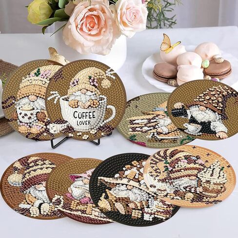 8 PCS Small Animals Diamond Art Coasters Kits - Fall Diamond Painting Coasters Kits with Holder, Diamond Art Coasters, Diamond Art Kits for Adults Coasters, for Home Decor Gifts 4X4Inch (Autumn) in Kuwait