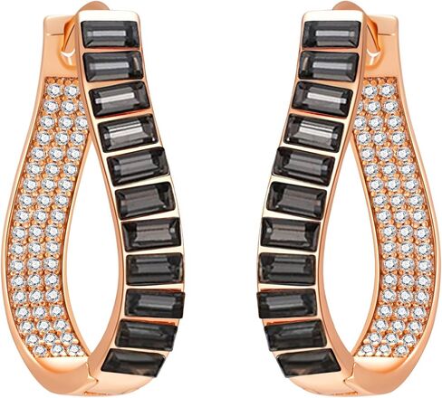 Austrian Crystal Hoop Earrings for Women Pave Oval Hoop Earrings for Women 14K Gold Plated Hypoallergenic Jewelry Gift in Saudi Arabia