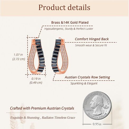 Austrian Crystal Hoop Earrings for Women Pave Oval Hoop Earrings for Women 14K Gold Plated Hypoallergenic Jewelry Gift in Saudi Arabia
