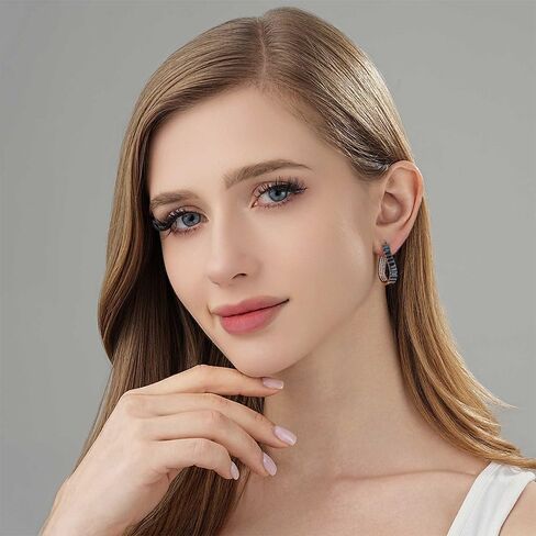 Austrian Crystal Hoop Earrings for Women Pave Oval Hoop Earrings for Women 14K Gold Plated Hypoallergenic Jewelry Gift in Saudi Arabia