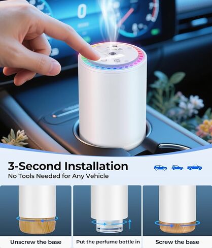 Waterless Diffuser for Essential Oil Nebulizer Battery Operated Scent Air Machine, Auto On/Off by AI Chip, Built-in Battery, Works Silently, 3 Mist Level for Home Room Cars Office Black in Kuwait