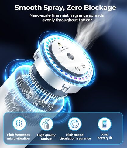 Waterless Diffuser for Essential Oil Nebulizer Battery Operated Scent Air Machine, Auto On/Off by AI Chip, Built-in Battery, Works Silently, 3 Mist Level for Home Room Cars Office Black in Kuwait