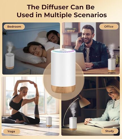 Waterless Diffuser for Essential Oil Nebulizer Battery Operated Scent Air Machine, Auto On/Off by AI Chip, Built-in Battery, Works Silently, 3 Mist Level for Home Room Cars Office Black in Kuwait