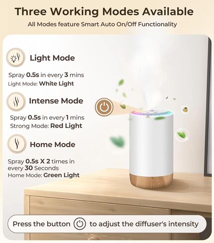 Waterless Diffuser for Essential Oil Nebulizer Battery Operated Scent Air Machine, Auto On/Off by AI Chip, Built-in Battery, Works Silently, 3 Mist Level for Home Room Cars Office Black in Kuwait