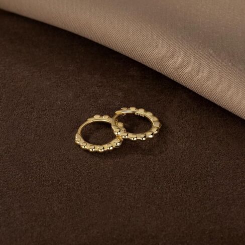 Reffeer Solid 925 Sterling Silver Ball Hoop Earrings for Women Teens Beaded Hoop Earrings Minimalist Huggie Earrings in Saudi Arabia