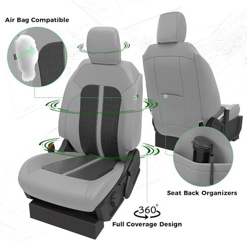 لأغطية مقعد الجلود في فورد برونكو 4 أبواب 2021 2022 2023 2024 2025 ، غطاء مقعد السيارة المخصص مجموعة كاملة ، حماة داخلية مقاومة للماء فاخرة ، أسود رمادي (W/O الخلفي) in Kuwait