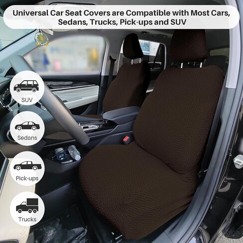ele ELEOPTION 2 Sets Car Front Seat Covers with Storage Pocket Breathable Universal Automotive Seat Cushion Carseat Covers Protector for Truck, Van and SUV Camel Color in Saudi Arabia
