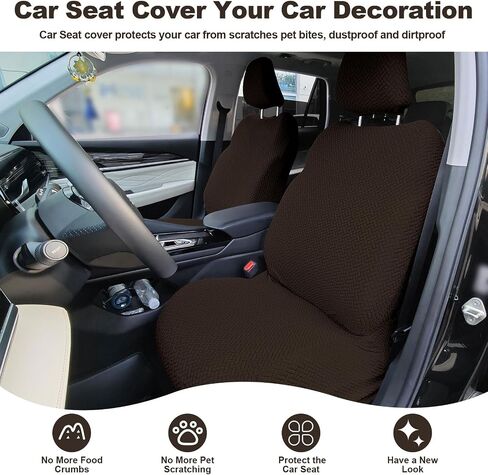 ele ELEOPTION 2 Sets Car Front Seat Covers with Storage Pocket Breathable Universal Automotive Seat Cushion Carseat Covers Protector for Truck, Van and SUV Camel Color in Saudi Arabia