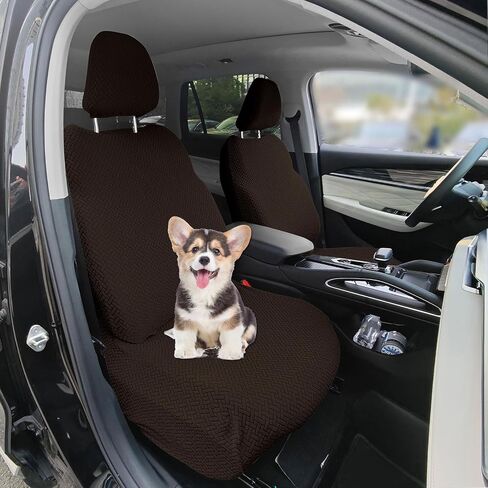 ele ELEOPTION 2 Sets Car Front Seat Covers with Storage Pocket Breathable Universal Automotive Seat Cushion Carseat Covers Protector for Truck, Van and SUV Camel Color in Saudi Arabia