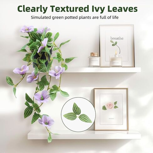 2 PCS نبات اللبلاب الاصطناعي مع الزهور 3D Faux الخضراء الخضراء مزيفة أوراق أوراق الأشعة فوق البنفسجية كرمة زهرية مقاومة للزهور للداخلية الداخلية في الهواء الطلق حديقة ديكور المنزل in Kuwait