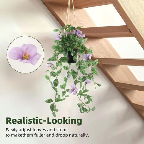 2 PCS نبات اللبلاب الاصطناعي مع الزهور 3D Faux الخضراء الخضراء مزيفة أوراق أوراق الأشعة فوق البنفسجية كرمة زهرية مقاومة للزهور للداخلية الداخلية في الهواء الطلق حديقة ديكور المنزل in Kuwait