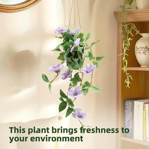 2 PCS نبات اللبلاب الاصطناعي مع الزهور 3D Faux الخضراء الخضراء مزيفة أوراق أوراق الأشعة فوق البنفسجية كرمة زهرية مقاومة للزهور للداخلية الداخلية في الهواء الطلق حديقة ديكور المنزل in Kuwait