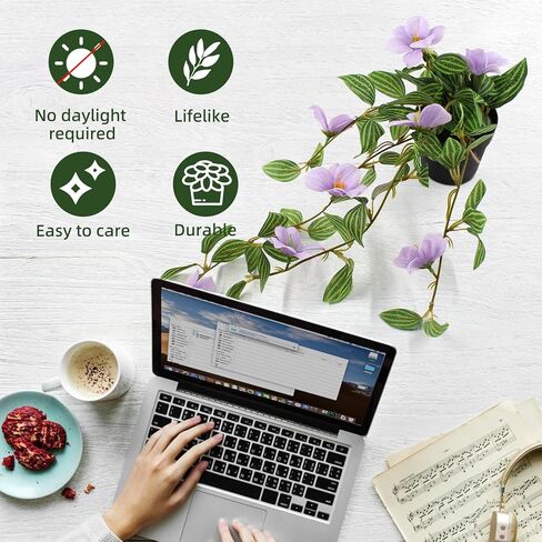 2 PCS نبات اللبلاب الاصطناعي مع الزهور 3D Faux الخضراء الخضراء مزيفة أوراق أوراق الأشعة فوق البنفسجية كرمة زهرية مقاومة للزهور للداخلية الداخلية في الهواء الطلق حديقة ديكور المنزل in Kuwait