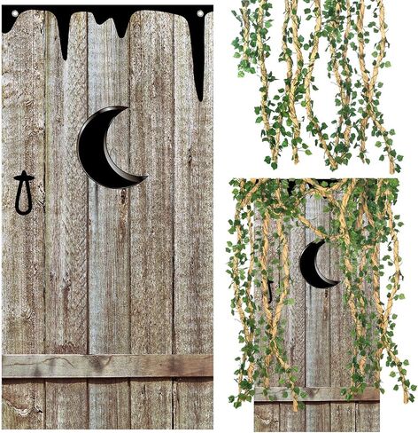 Zeyune 5.91 x 2.95 ft Outhouse Door Cover 28 ft Artificial Ivy Vines 32ft DIY Paper Trunk Stick Vine Vintage Outhouse Barn Door Backdrop for Western Party Decorations Country Birthday Halloween Party in Saudi Arabia