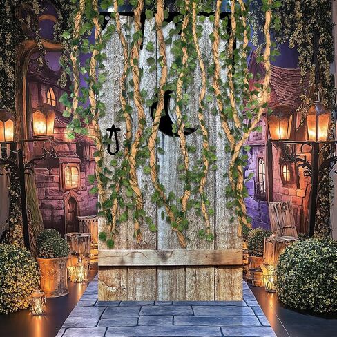 Zeyune 5.91 x 2.95 ft Outhouse Door Cover 28 ft Artificial Ivy Vines 32ft DIY Paper Trunk Stick Vine Vintage Outhouse Barn Door Backdrop for Western Party Decorations Country Birthday Halloween Party in Saudi Arabia