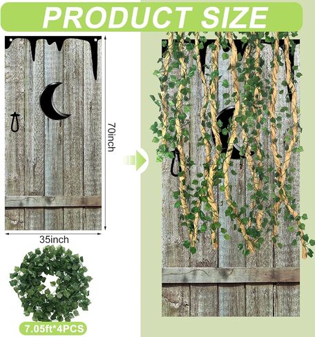 Zeyune 5.91 x 2.95 ft Outhouse Door Cover 28 ft Artificial Ivy Vines 32ft DIY Paper Trunk Stick Vine Vintage Outhouse Barn Door Backdrop for Western Party Decorations Country Birthday Halloween Party in Saudi Arabia