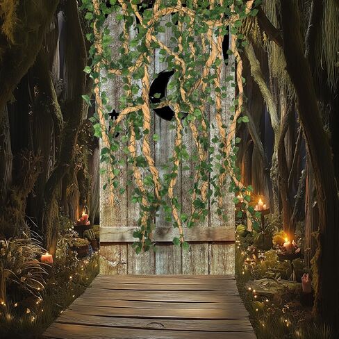 Zeyune 5.91 x 2.95 ft Outhouse Door Cover 28 ft Artificial Ivy Vines 32ft DIY Paper Trunk Stick Vine Vintage Outhouse Barn Door Backdrop for Western Party Decorations Country Birthday Halloween Party in Saudi Arabia