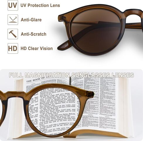 Reader Sunglasses for Women Classic Round Frame Full Lens Reading Sunglasses Outdoor UV400 Protection Eyeglasses in Saudi Arabia