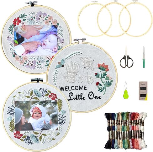 La Glaneuse 2 Pack Pack Tembroidery Kit للبالغين ، هدية إبرة DIY من نمط إطار الصور الأزهار لعشاق الحرفيين ، والمبتدئين ودية مع إرشادات الورق ومقاطع الفيديو التعليمية in Kuwait
