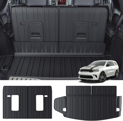 Cargo Liner and Seat Back Covers for 2016-2024 Dodge Durango, All-Weather TPE 3rd Row Backrest and Trunk Mats for 6/7-Passenger Models in Saudi Arabia
