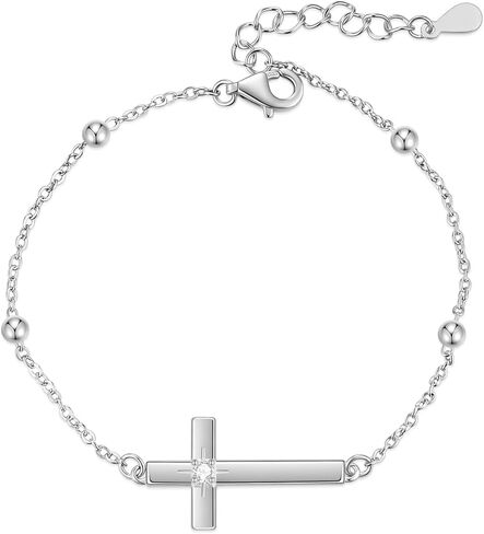 Rnivida 925 Sterling Silver Evil Eye Cross Chain Bracelet for Women,Adjustable in Saudi Arabia