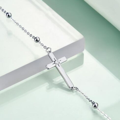 Rnivida 925 Sterling Silver Evil Eye Cross Chain Bracelet for Women,Adjustable in Saudi Arabia