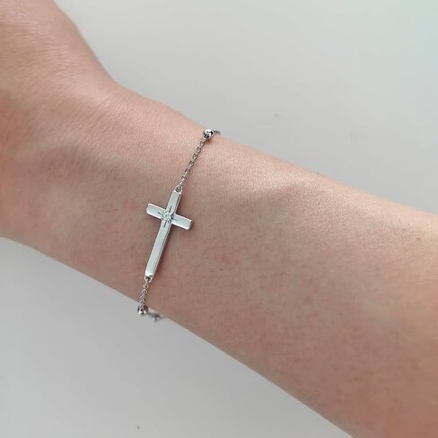 Rnivida 925 Sterling Silver Evil Eye Cross Chain Bracelet for Women,Adjustable in Saudi Arabia