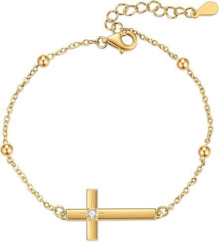 Rnivida 925 Sterling Silver Evil Eye Cross Chain Bracelet for Women,Adjustable in Saudi Arabia