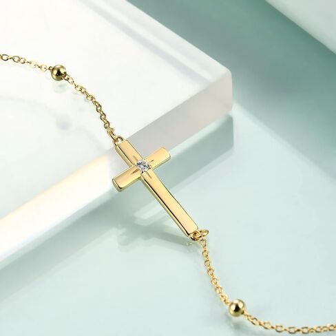 Rnivida 925 Sterling Silver Evil Eye Cross Chain Bracelet for Women,Adjustable in Saudi Arabia