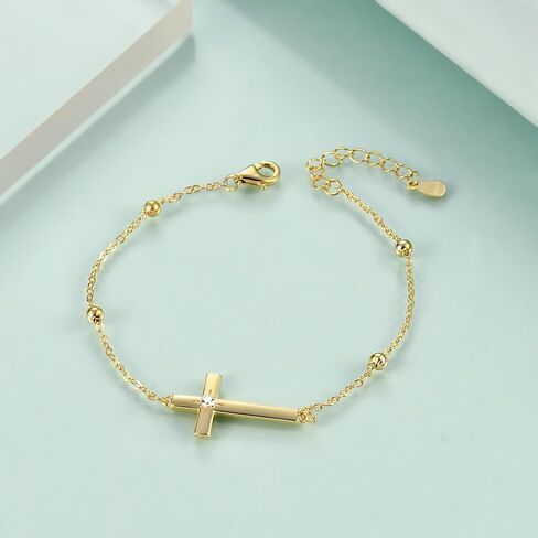 Rnivida 925 Sterling Silver Evil Eye Cross Chain Bracelet for Women,Adjustable in Saudi Arabia