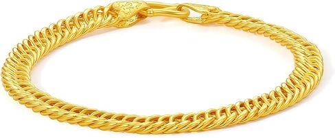 999 24K Gold Bracelets Solid Gold Curb Link Chain Unisex Double Buckles Gold Bracelet Simple Dainty Pure Gold Jewelry for Men Women Couples Lovers Gifts in Saudi Arabia