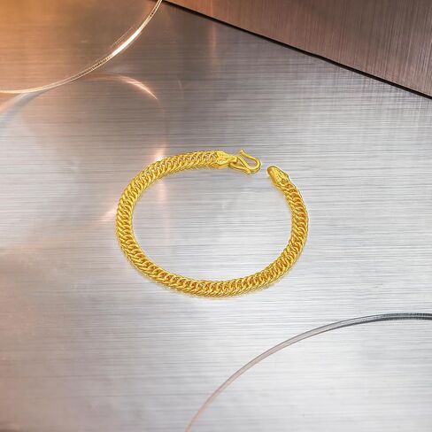 999 24K Gold Bracelets Solid Gold Curb Link Chain Unisex Double Buckles Gold Bracelet Simple Dainty Pure Gold Jewelry for Men Women Couples Lovers Gifts in Saudi Arabia