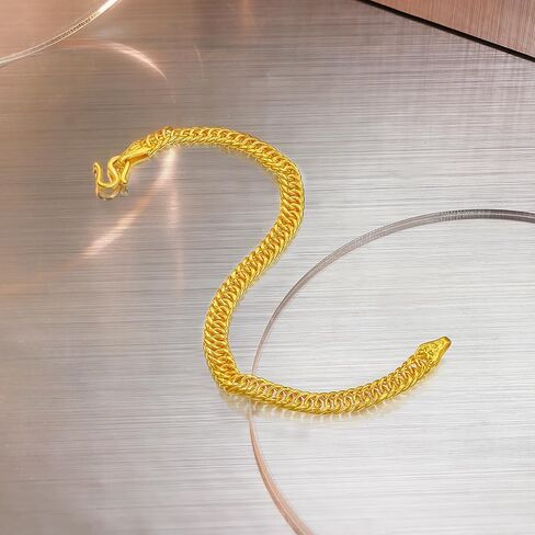 999 24K Gold Bracelets Solid Gold Curb Link Chain Unisex Double Buckles Gold Bracelet Simple Dainty Pure Gold Jewelry for Men Women Couples Lovers Gifts in Saudi Arabia