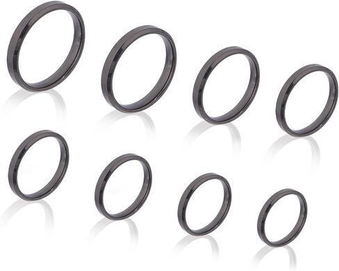 Dicosmetic 16pcs 8 أحجام حلقة عادية بسيطة للجنسين الولايات المتحدة الحجم 5-12 حلقات نقش 4 مم عرض حلقات الفولاذ المقاوم للصدأ in Kuwait