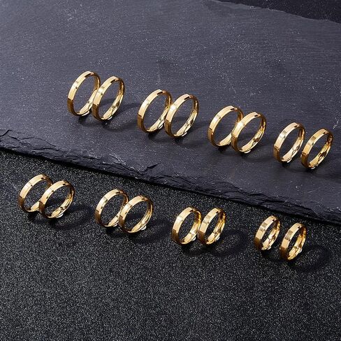 Dicosmetic 16pcs 8 أحجام حلقة عادية بسيطة للجنسين الولايات المتحدة الحجم 5-12 حلقات نقش 4 مم عرض حلقات الفولاذ المقاوم للصدأ in Kuwait