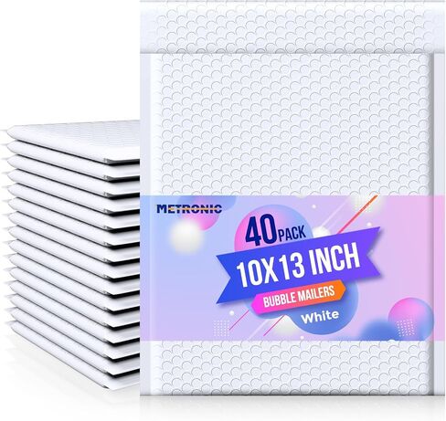 Metronic Bubble Mailer 10x13 "Black 40 Pack ، Poly Pated Plateving أكياس شحن مقاومة للماء للملابس ، مرسلات وسادة الختم الذاتية لشراء كتب الشحن ، المجوهرات ، لوازم المكياج in Saudi Arabia