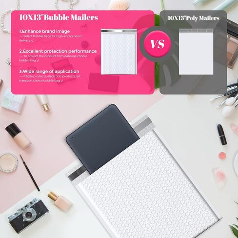 Metronic Bubble Mailer 10x13 "Black 40 Pack ، Poly Pated Plateving أكياس شحن مقاومة للماء للملابس ، مرسلات وسادة الختم الذاتية لشراء كتب الشحن ، المجوهرات ، لوازم المكياج in Saudi Arabia