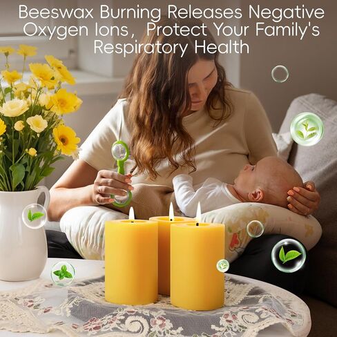 6 Pack Natural Beeswax Pillar Candles,100% Pure Beeswax Candles-192 Hours Long Burning,Unscented Bees Wax Candles for Home,Prayer,Emergency,Dripless Smokeless Organic Pillar Candles Bluk-2x3in in Saudi Arabia