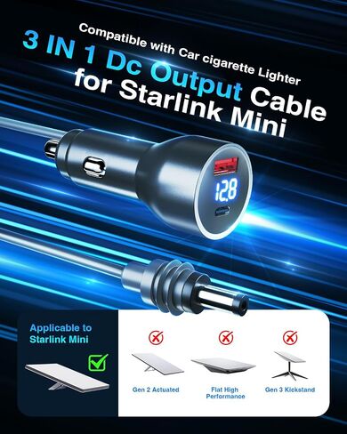 starlink mini dc power cable levent appter ، شاحن سيارة من 12 فولت إلى 48 فولت مع منافذ USB/type C ، سلك طاقة متين للشاحنة ، RV ، ملحقات السيارات - مقاومة للماء ، شاق ، إمدادات الطاقة 10 قدم/3 أمتار in Saudi Arabia