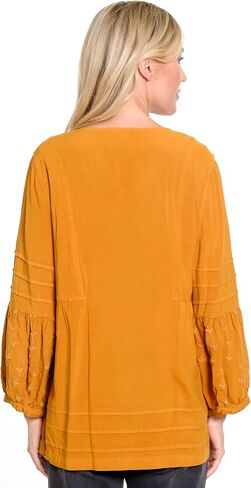 john mark Women's V-Neck Tunic with Embroidered Sleeves in Saudi Arabia