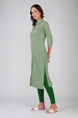 الأزهار المطبوعة القطن الهندي رايون كورتا تونك للنساء | مناسب مستقيم 3/4 غلاف غير رسمي وكل يوم ارتداء kurti الخط in Kuwait