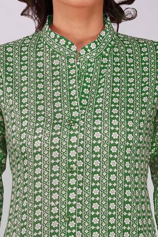 الأزهار المطبوعة القطن الهندي رايون كورتا تونك للنساء | مناسب مستقيم 3/4 غلاف غير رسمي وكل يوم ارتداء kurti الخط in Kuwait